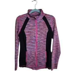 Ideology Colorful Space Dye Hot Pink Full Zip Activewear Jacket Size S